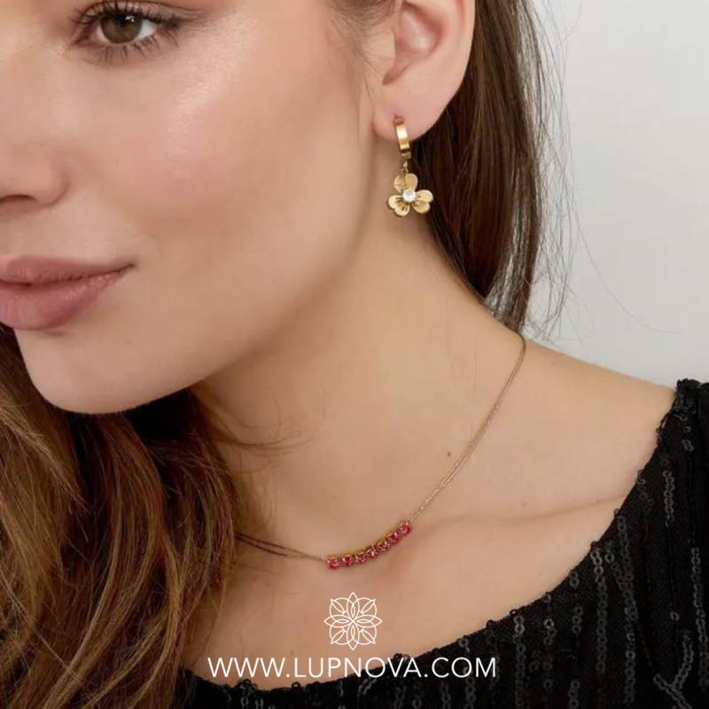 Aretes mini flor colgante - Imagen 3