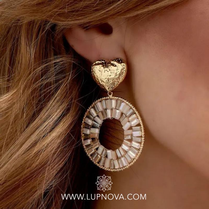 Aretes corazón de cuentas
