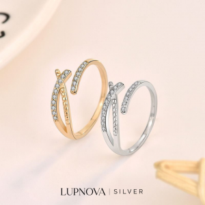 Anillo cruzado de circonias plata925