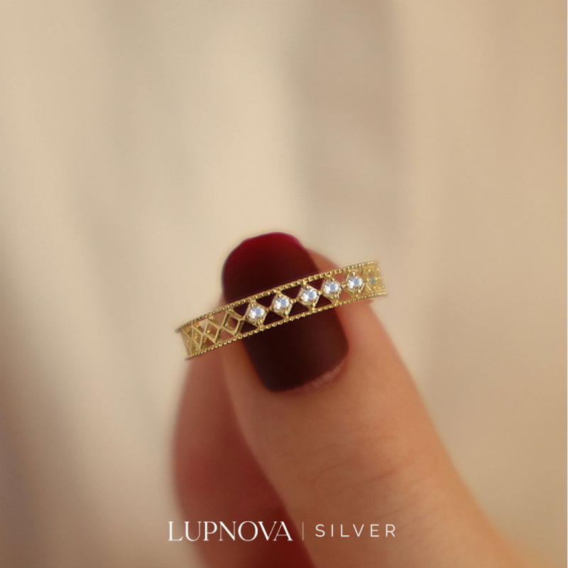 Anillo rombos calados plata925 - Imagen 2