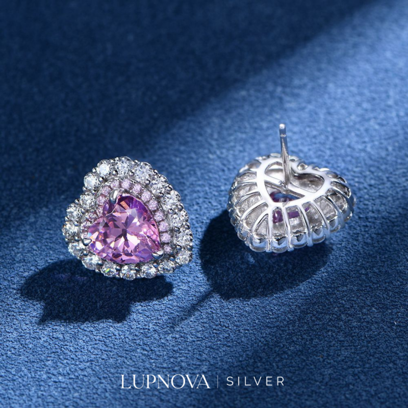 Aretes studs corazón plata925 - Imagen 3