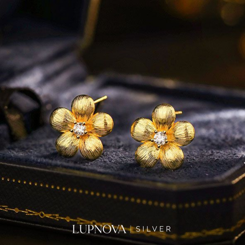 Aretes flor studs plata925