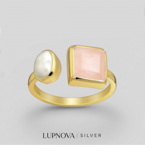 Anillo cuarzo y perla plata925