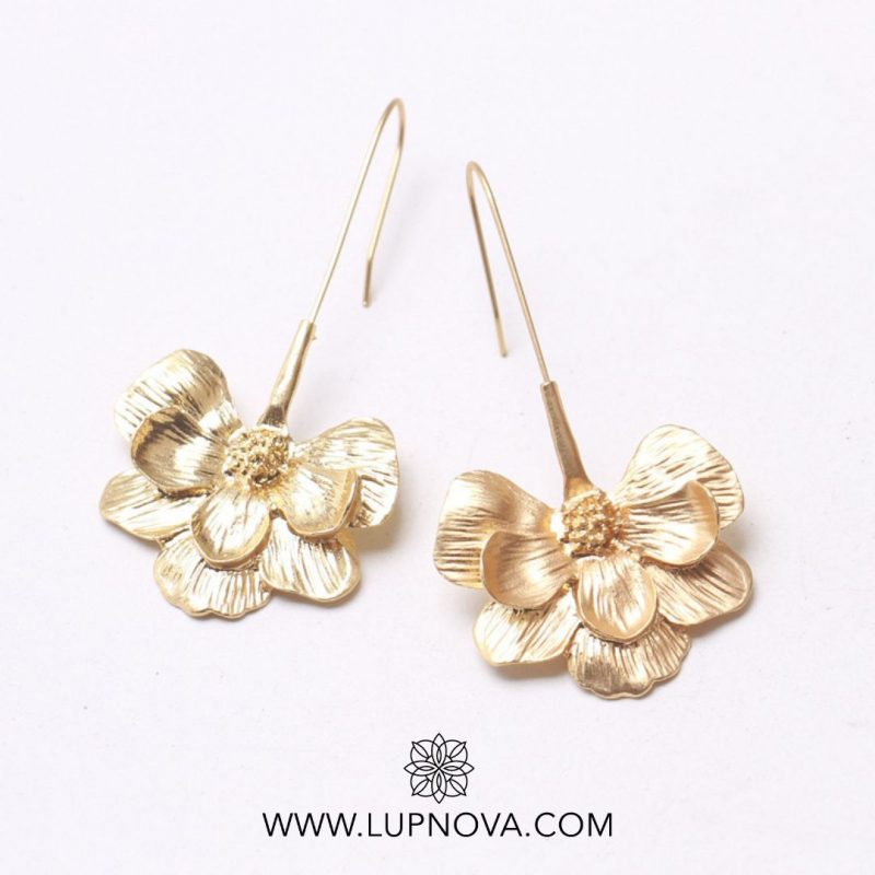 Aretes flores colgantes acero - Imagen 2