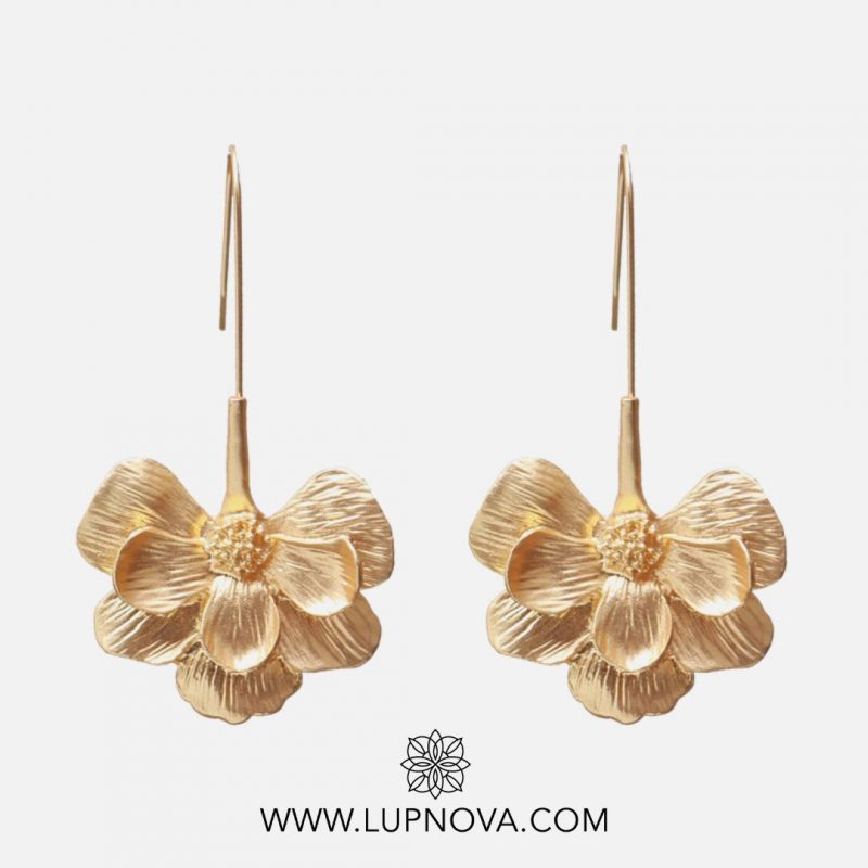 Aretes flores colgantes acero - Imagen 4