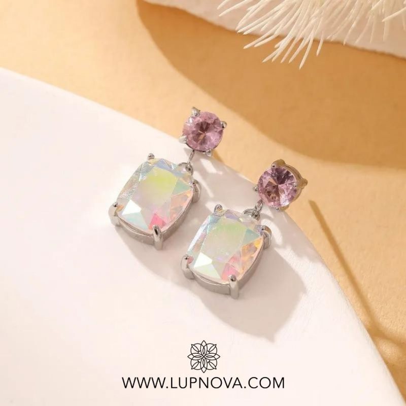 Aretes colgantes baby pink - Imagen 3
