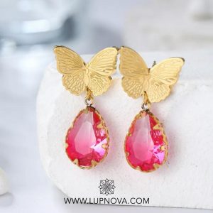 Aretes mariposa rosé