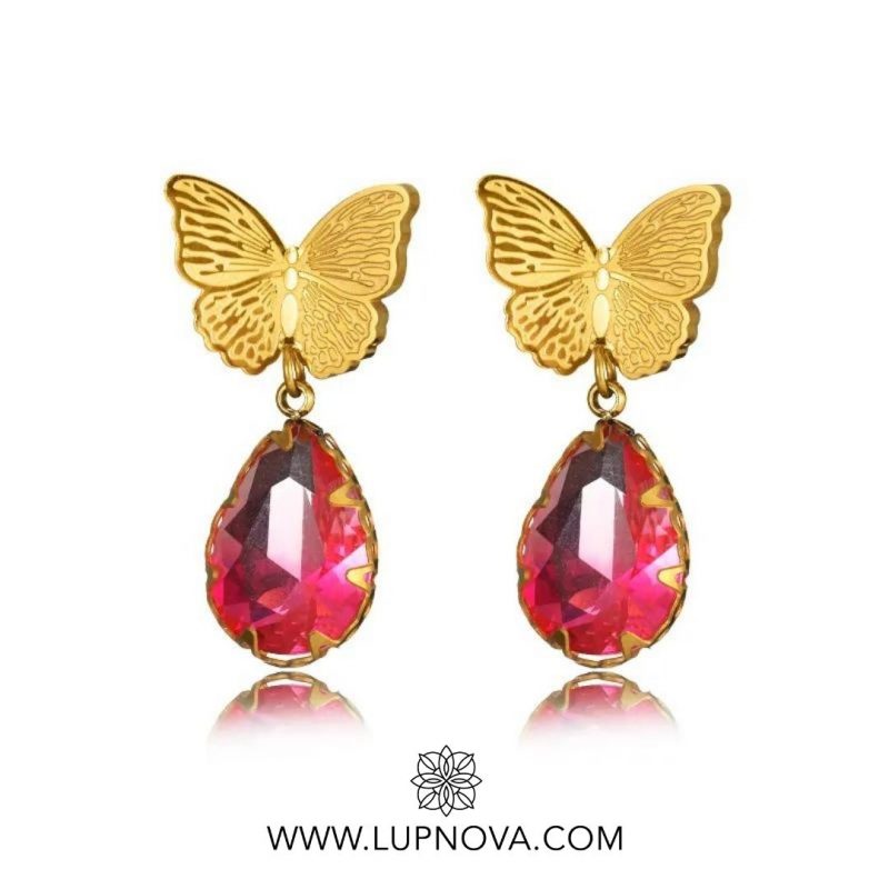 Aretes mariposa rosé - Imagen 3