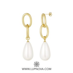 Aretes pendiente de perla