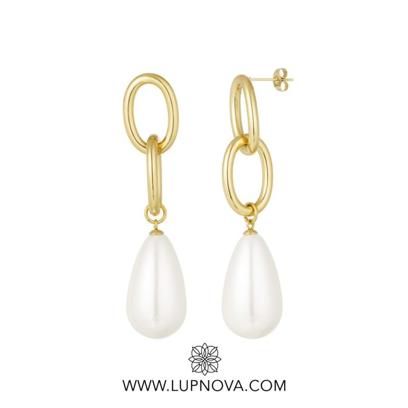 Aretes pendiente de perla