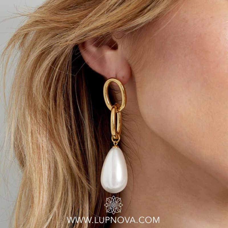 Aretes pendiente de perla - Imagen 2