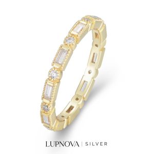 Anillo baguettes y círculos plata925