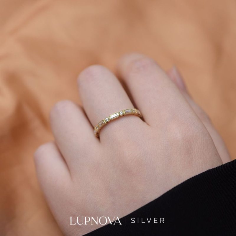 Anillo baguettes y círculos plata925 - Imagen 2