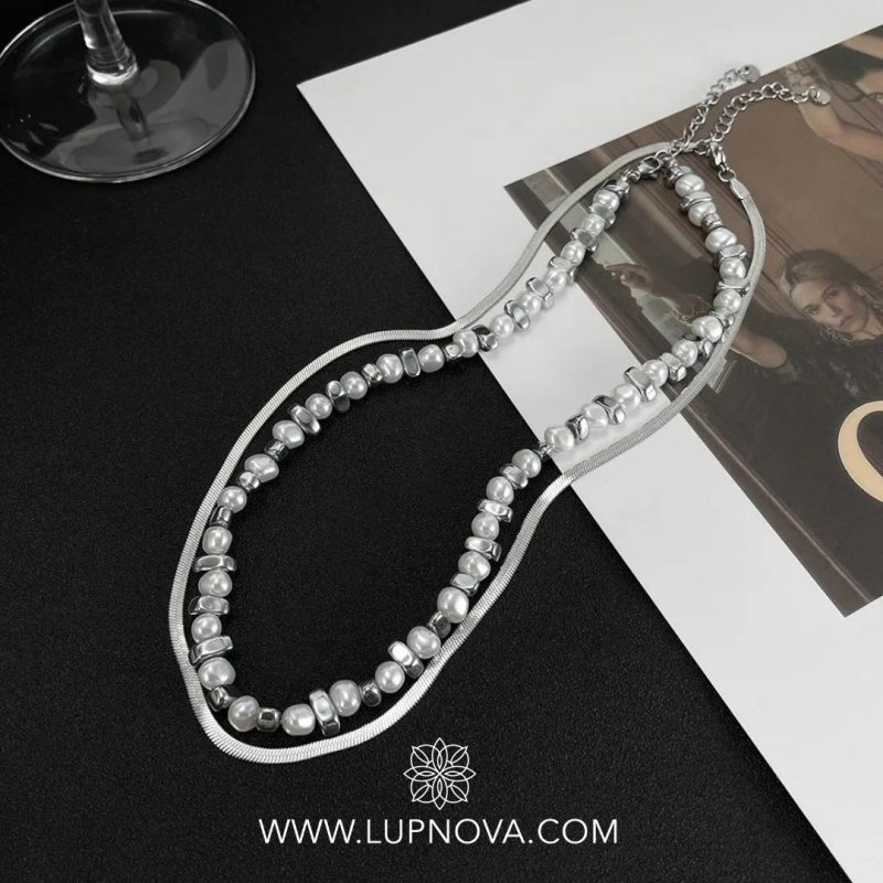 Cadena de doble capa white pearl - Imagen 3