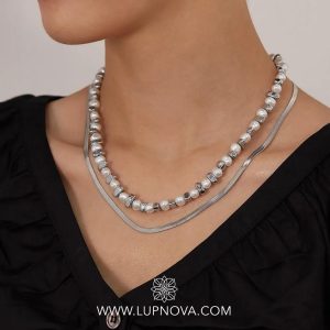Cadena de doble capa white pearl