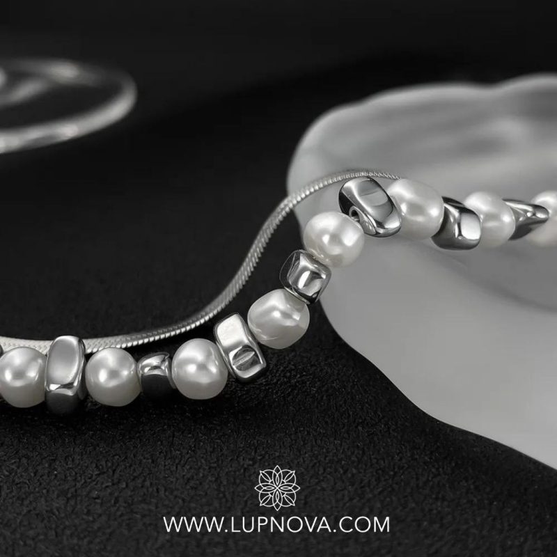 Cadena de doble capa white pearl - Imagen 2
