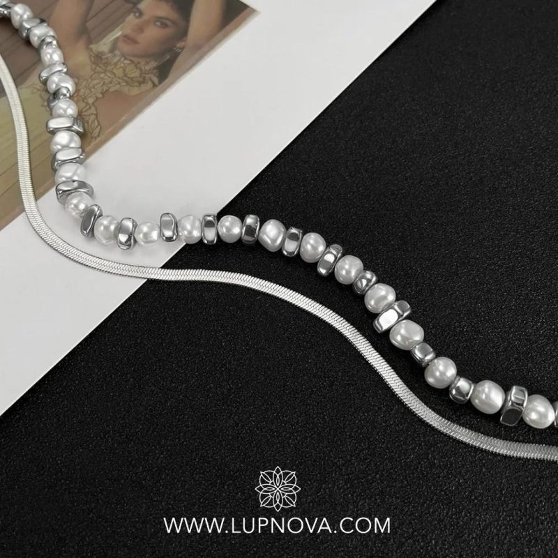 Cadena de doble capa white pearl - Imagen 4
