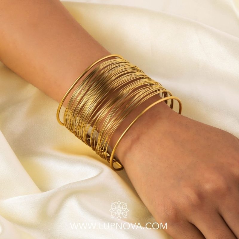 Pulsera tipo cuff de hilos acero inoxidable - Imagen 2