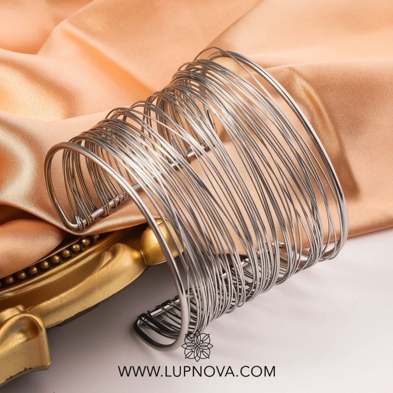 Pulsera tipo cuff de hilos acero inoxidable - Imagen 3