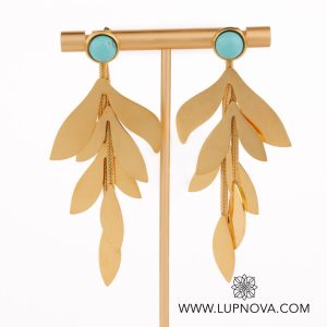 Aretes hoja piedra turquesa