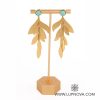 Aretes hoja piedra turquesa - Imagen 3