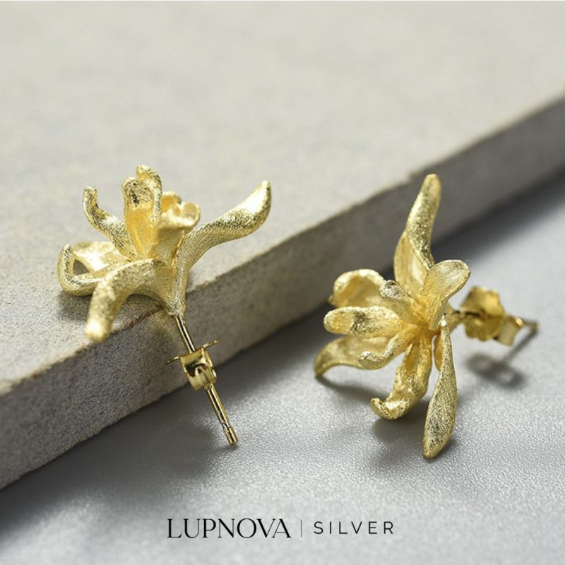 Aretes orquídea plata925 - Imagen 3