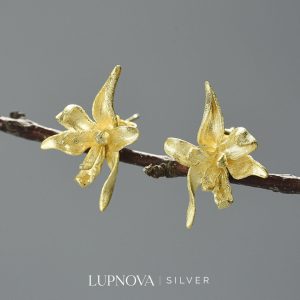 Aretes orquídea plata925