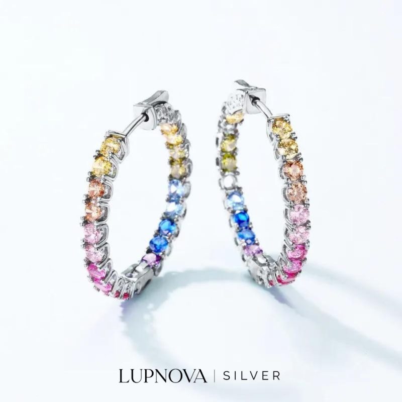 Argollas color burst plata925 - Imagen 2
