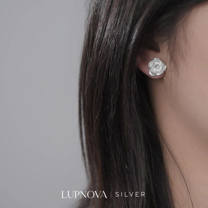 Aretes mini rose plata925