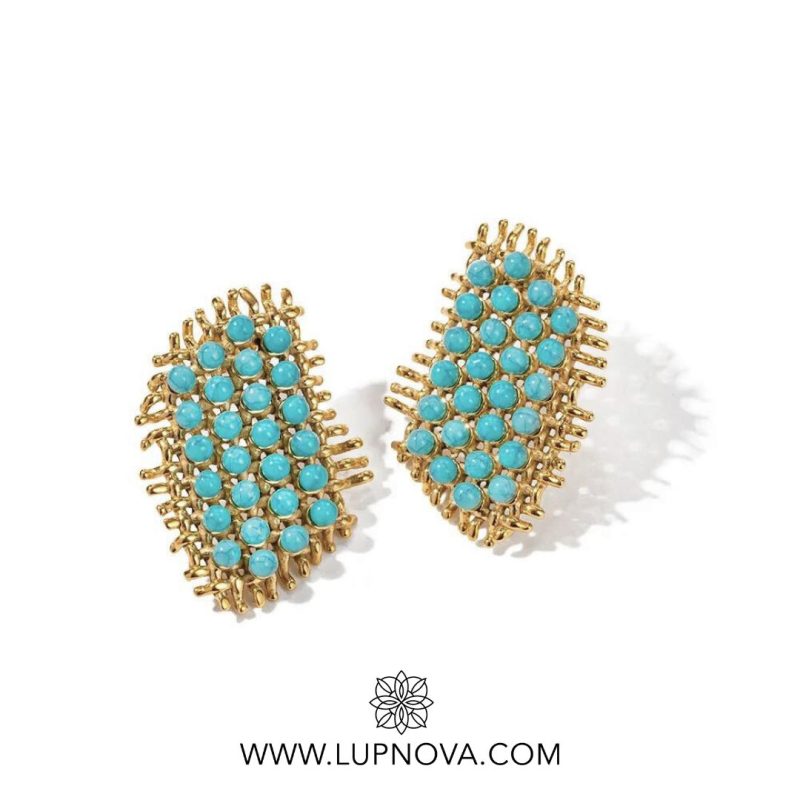 Aretes panal turquesa - Imagen 2