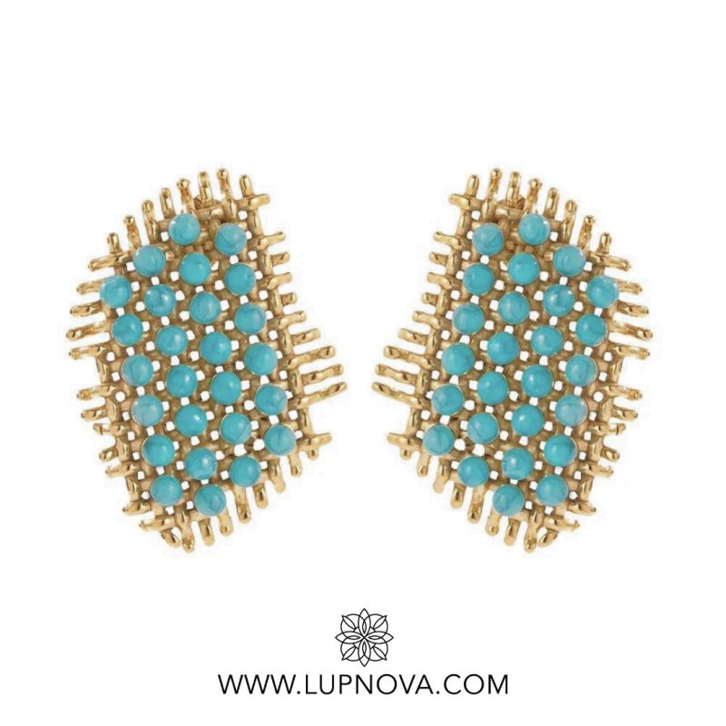 Aretes panal turquesa - Imagen 4