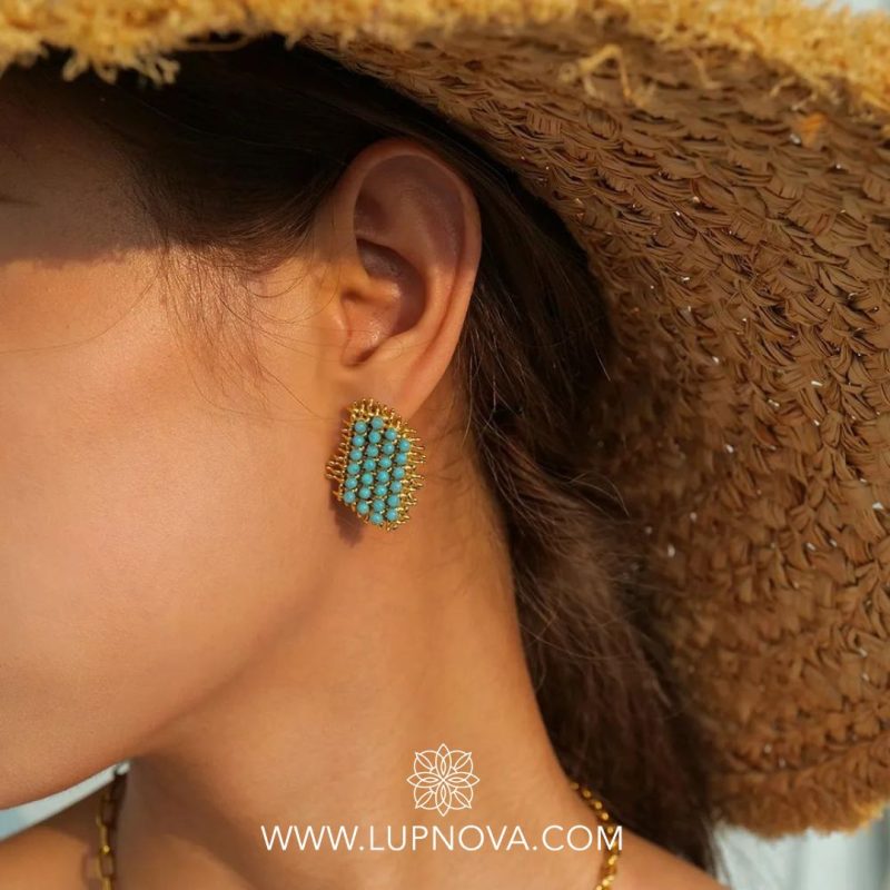 Aretes panal turquesa - Imagen 3