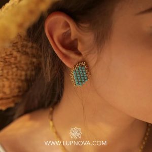 Aretes panal turquesa