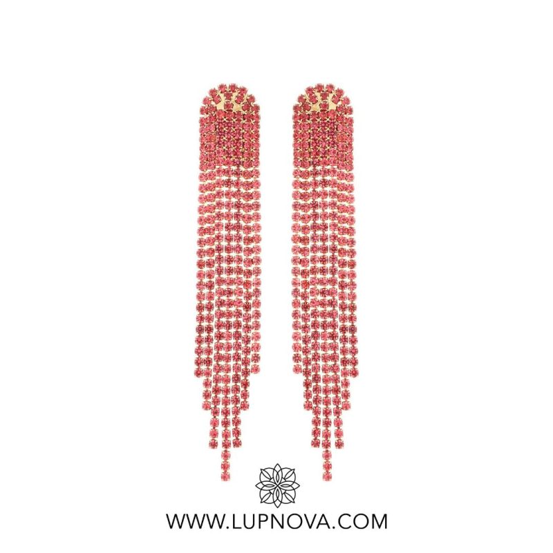 Aretes cascada rhinestone dome color - Imagen 2