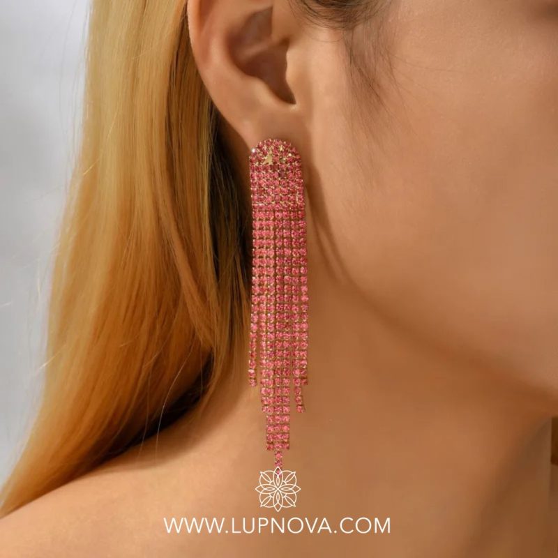 Aretes cascada rhinestone dome color - Imagen 3
