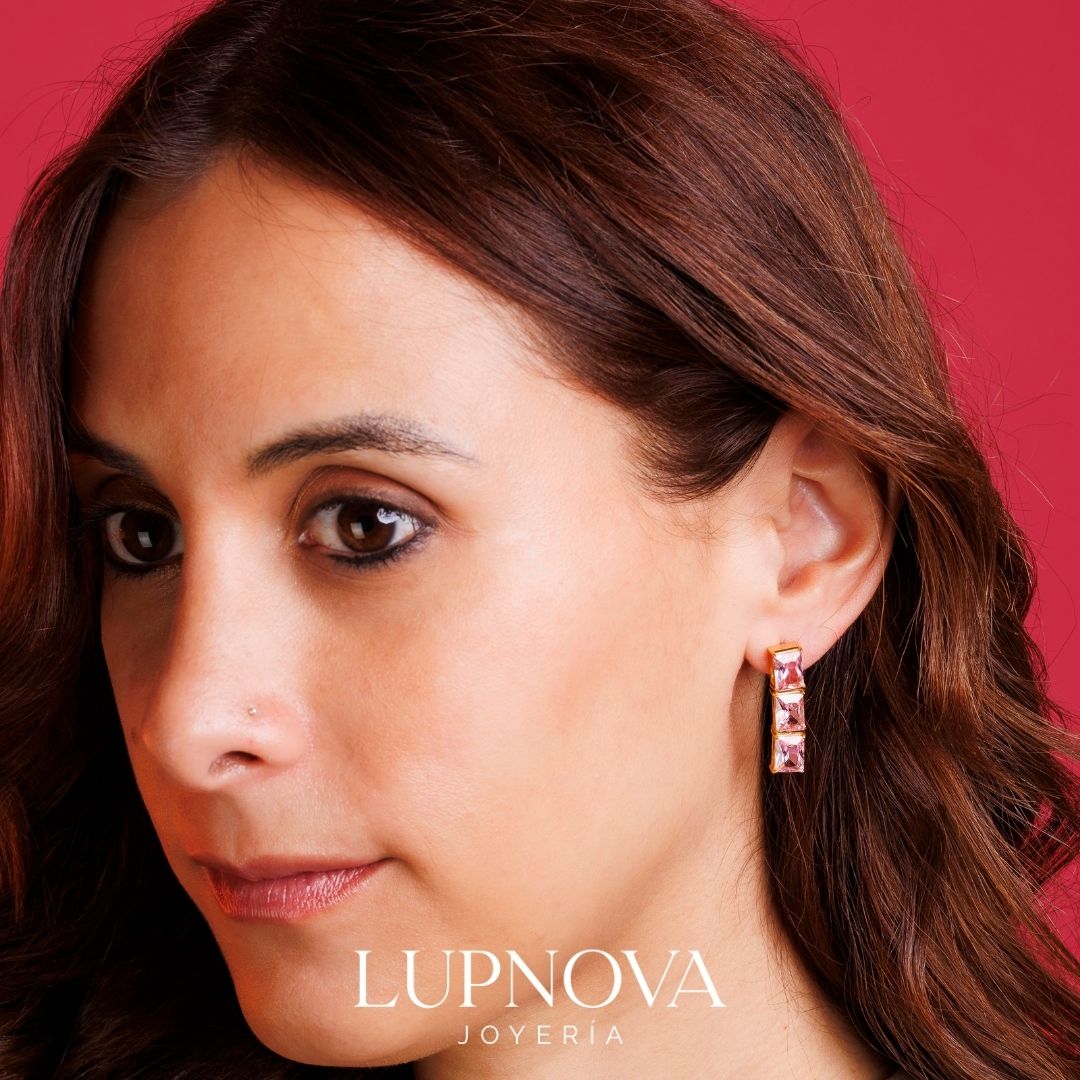 Aretes Rose Baguette Trio - Imagen 4