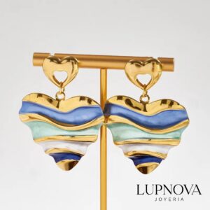 Aretes Corazón Azul y Menta