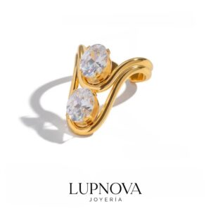 Anillo Bypass Doble Piedra